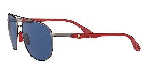 Ray-Ban RB3659M Scuderia Ferrari Collection Square Sunglasses, Matte Gunmetal/Dark Blue, 57 mm