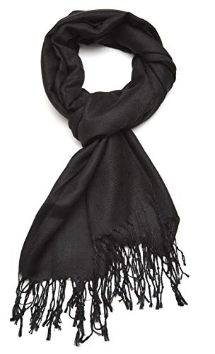 Gelante Plain Soft Pashmina Shawl Wrap Scarf Solid Colors.15-615-Black-#1