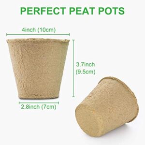 GROWNEER 30 Packs 4 Inch Peat Pots Plant Starters for Seedling with 15 Pcs Plant Labels, Biodegradable Herb Seed Starter Pots Kits, Garden Germination Nursery Pot