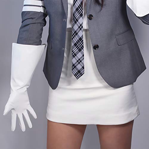 DooWay Unisex White Oversize Long Gloves Faux Leather 38cm Wide Balloon Puff Sleeves Large Over Coat