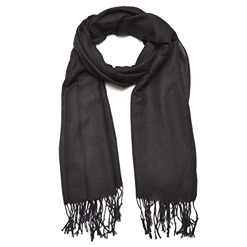 Gelante Plain Soft Pashmina Shawl Wrap Scarf Solid Colors.15-615-Black-#1