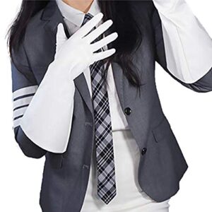 dooway unisex white oversize long gloves faux leather 38cm wide balloon puff sleeves large over coat