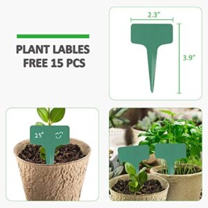 GROWNEER 30 Packs 4 Inch Peat Pots Plant Starters for Seedling with 15 Pcs Plant Labels, Biodegradable Herb Seed Starter Pots Kits, Garden Germination Nursery Pot