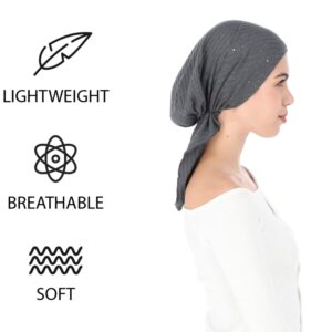 Madison Headwear Pre-Tied Hair Scarves for Women Featuring A Unique Sparkly Foil Finish and Stretchy Ribbed Fabric (Heather Grey)