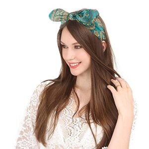 Carede Bandana Headband for Women Vintage Paisley Knot Headbands Bow Headband Elastic Cute Hair Band,Pack of 6