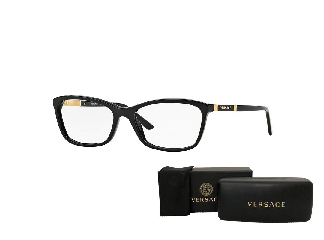 Versace VE3186 GB1 54M Black Cateye Eyeglasses For Women+ BUNDLE With Designer iWear Eyewear Kit