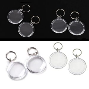 25PCS Clear Round Acrylic Photo Keychains Round Blank Insert Photo Picture Frame Split Ring Keychain Snap In Round Photo Keychrings Wallet Friendly Key Ring for Women Men 1.4 x 1.4 Inch Inner Diameter