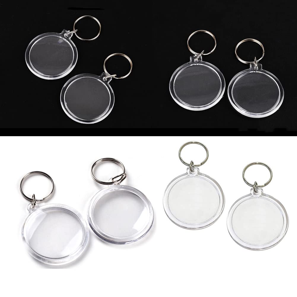 25PCS Clear Round Acrylic Photo Keychains Round Blank Insert Photo Picture Frame Split Ring Keychain Snap In Round Photo Keychrings Wallet Friendly Key Ring for Women Men 1.4 x 1.4 Inch Inner Diameter