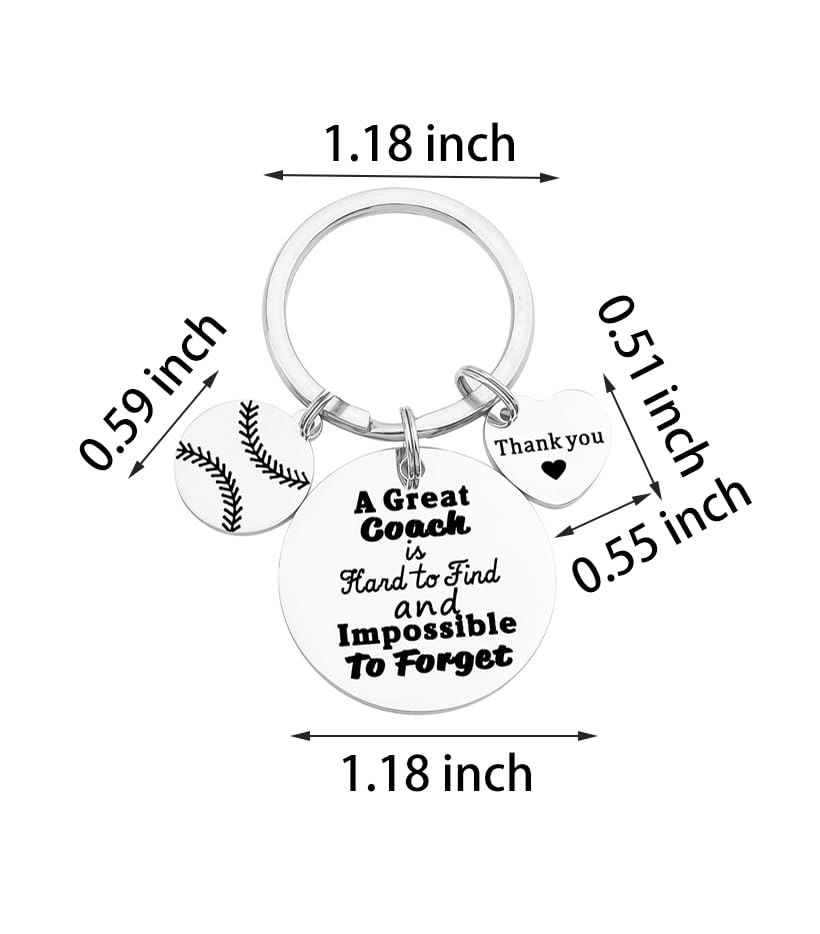 2 Pcs Softball Coach Keychain Softball Coach gifts Great Coach is Hard to Find and Impossible to Forget Keychain Gift for Softball Baseball Coach Baseball coach gifts