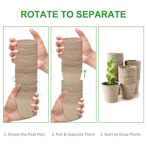 GROWNEER 30 Packs 4 Inch Peat Pots Plant Starters for Seedling with 15 Pcs Plant Labels, Biodegradable Herb Seed Starter Pots Kits, Garden Germination Nursery Pot