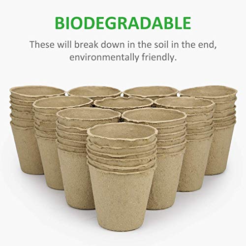 GROWNEER 30 Packs 4 Inch Peat Pots Plant Starters for Seedling with 15 Pcs Plant Labels, Biodegradable Herb Seed Starter Pots Kits, Garden Germination Nursery Pot