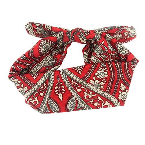 Carede Bandana Headband for Women Vintage Paisley Knot Headbands Bow Headband Elastic Cute Hair Band,Pack of 6