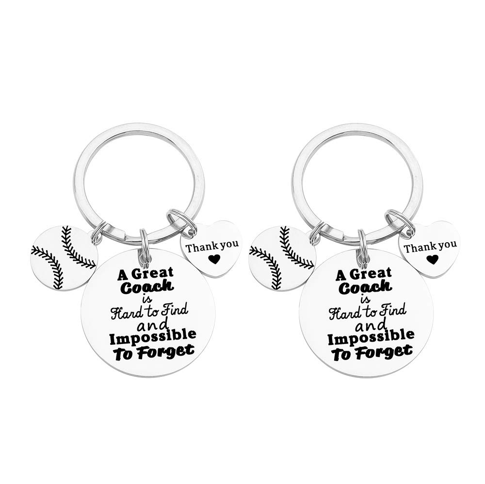 2 Pcs Softball Coach Keychain Softball Coach gifts Great Coach is Hard to Find and Impossible to Forget Keychain Gift for Softball Baseball Coach Baseball coach gifts