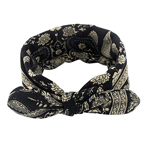 Carede Bandana Headband for Women Vintage Paisley Knot Headbands Bow Headband Elastic Cute Hair Band,Pack of 6