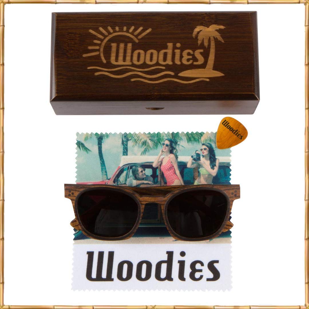 Woodies One-Bridge Classic Round All-Wood Sunglasses | Panto Shape, Dark Polarized Lens | 100% UVA/UVB Ray Protection