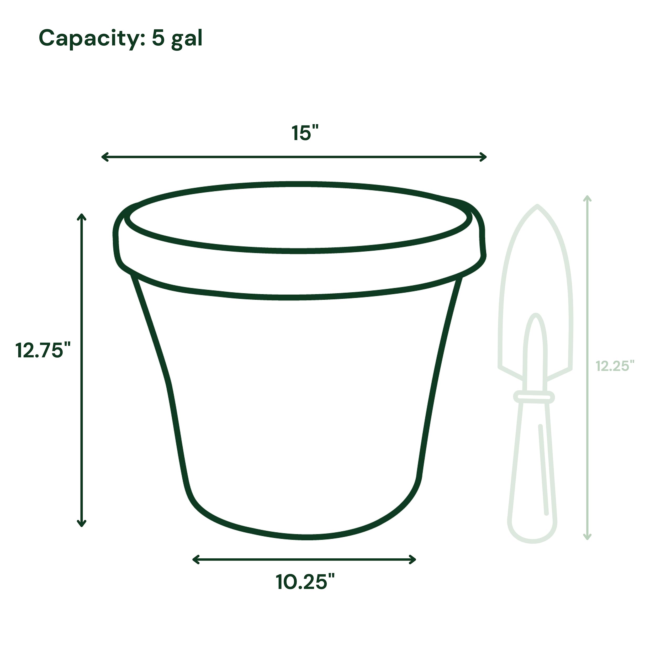 Bloem Terra Pot Planter: 14" - Black - Durable Resin Pot, for Indoor and Outdoor Use, Gardening, 5 Gallon Capacity, Saucer Sold Separately