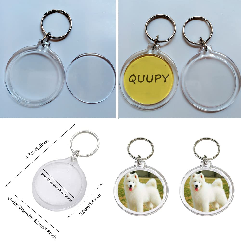 25PCS Clear Round Acrylic Photo Keychains Round Blank Insert Photo Picture Frame Split Ring Keychain Snap In Round Photo Keychrings Wallet Friendly Key Ring for Women Men 1.4 x 1.4 Inch Inner Diameter