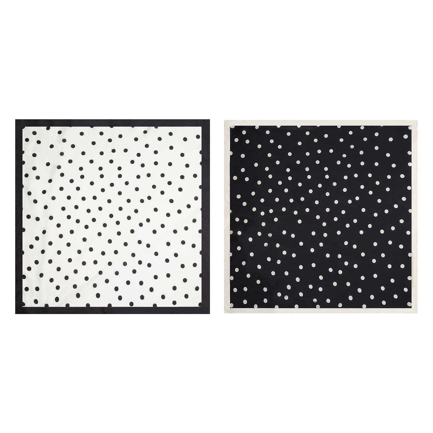 SOJOS Vintage Bandanas Square Silk Neck Scarf Polka Dot Scarfs for Women 2 Pack 27'' x 27'' Neckerchief Grace SC317 with White(Black Dot) + Black(White Dot) 2 Scarves