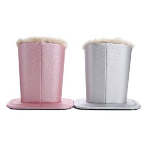 Siveit Eyeglass Holders, PU Leather Eyeglass Holder Stands with Soft Plush Lining, Silver, Pink - 2 Packs