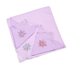 Ladies Hankies Cotton Embroidery Ladies' Vintage Floral Lace Handkerchiefs for Wedding Party (6 Pack)