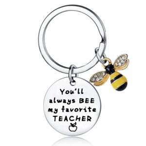 Teacher Gifts From Kids You Will Always Bee My Favorite Teacher Keyring Teacher Appreciation Keychain (Favorite teacher)