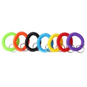 Arroyner 70Pcs Colorful Stretchy Keychain Bracelet Spiral Wristband Keychain for Outdoor, Gym