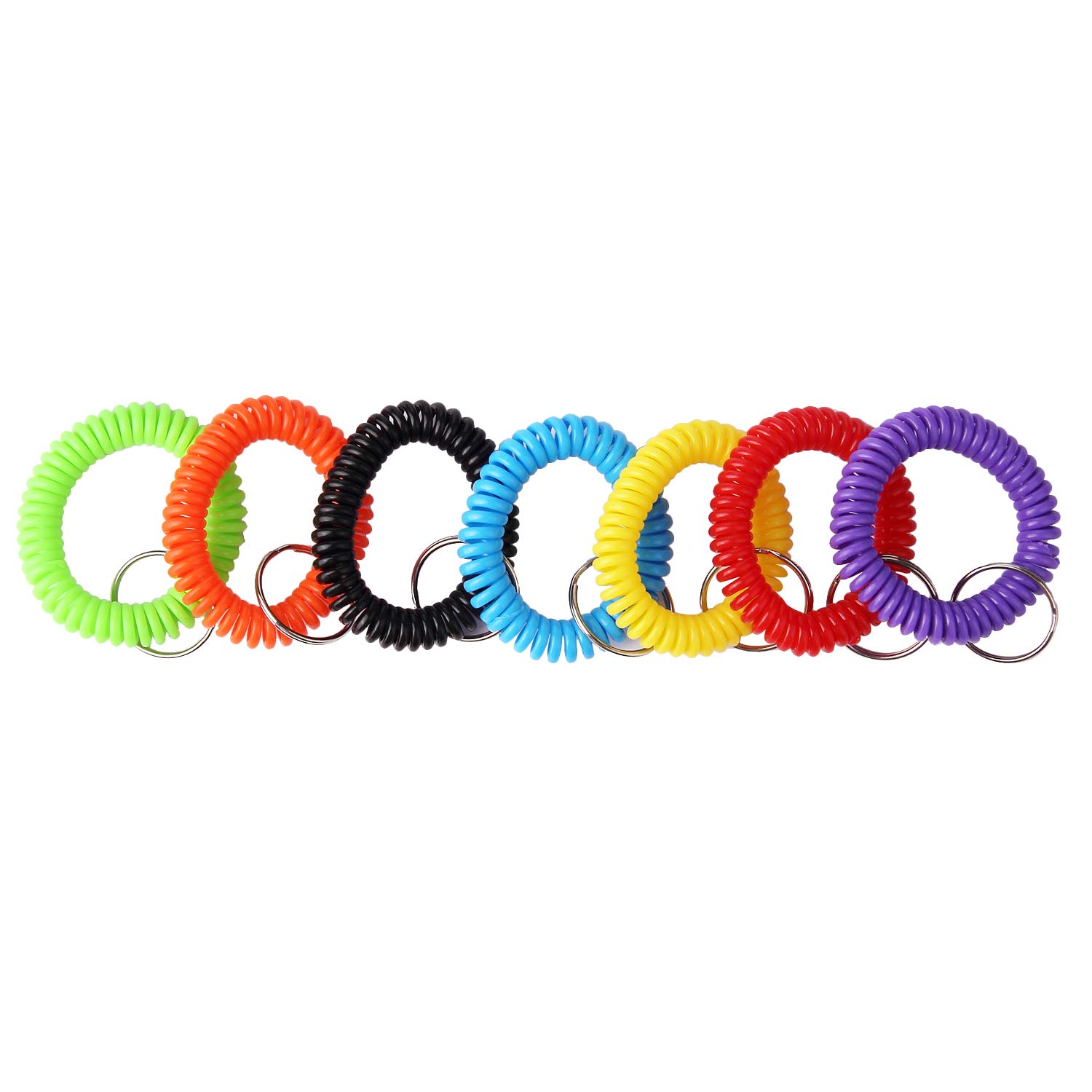 Arroyner 70Pcs Colorful Stretchy Keychain Bracelet Spiral Wristband Keychain for Outdoor, Gym