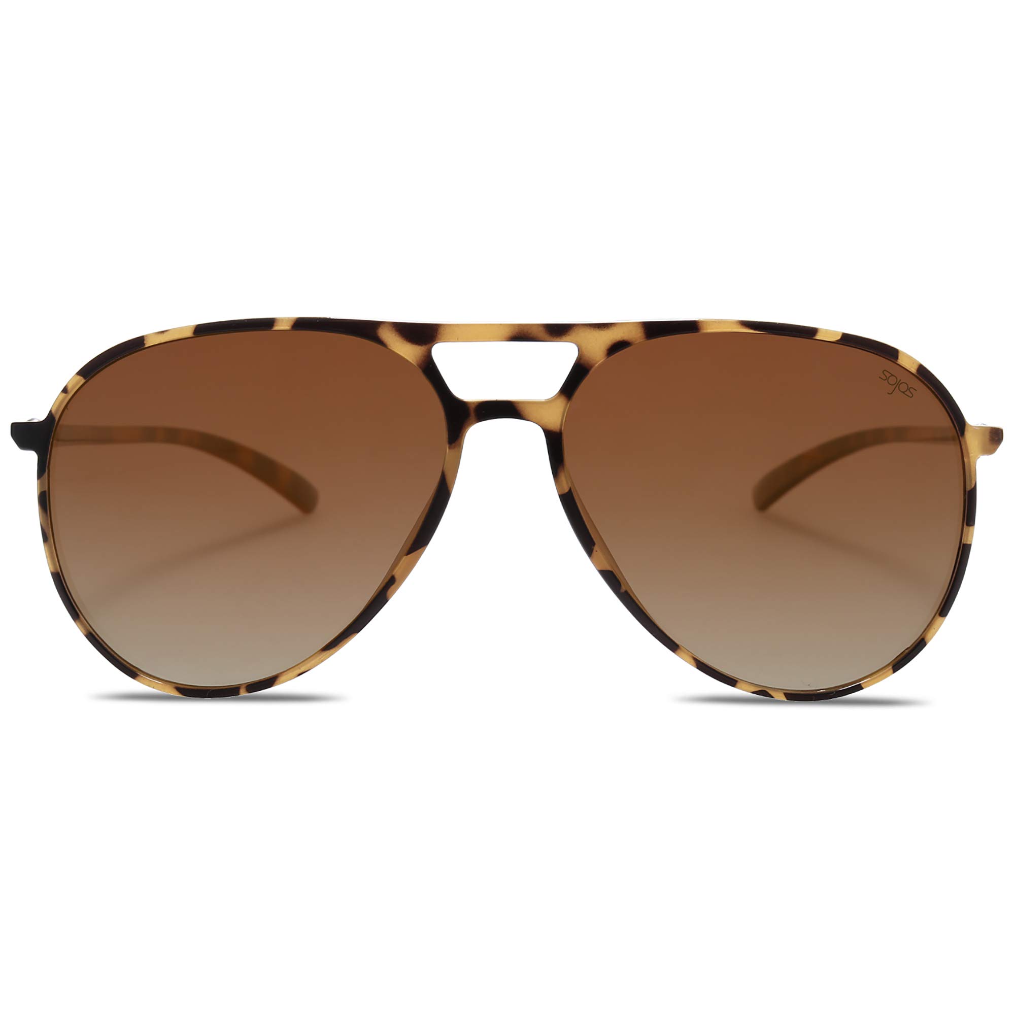 SOJOS Classic Polarized Ultra Lightweight Flexible Men Women Sunglasses JOURNEY SJ2065 with Yellow Tortoise Frame/Gradient Brown Lens