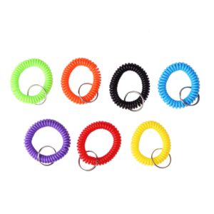 Arroyner 70Pcs Colorful Stretchy Keychain Bracelet Spiral Wristband Keychain for Outdoor, Gym