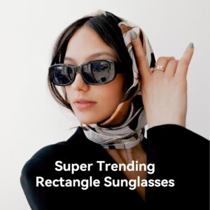 Dollger Rectangle Sunglasses for Women Trendy 90s Retro Sunglasses Square Frame Black sunglasses