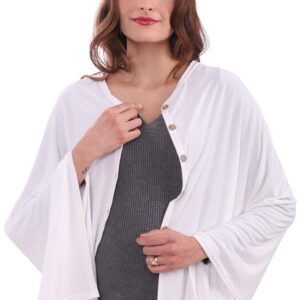 MissShorthair Women's Lightweight Knitted Scarf Poncho Sweater Cape Shawl Versatile Spring Summer Ponchos Wraps White