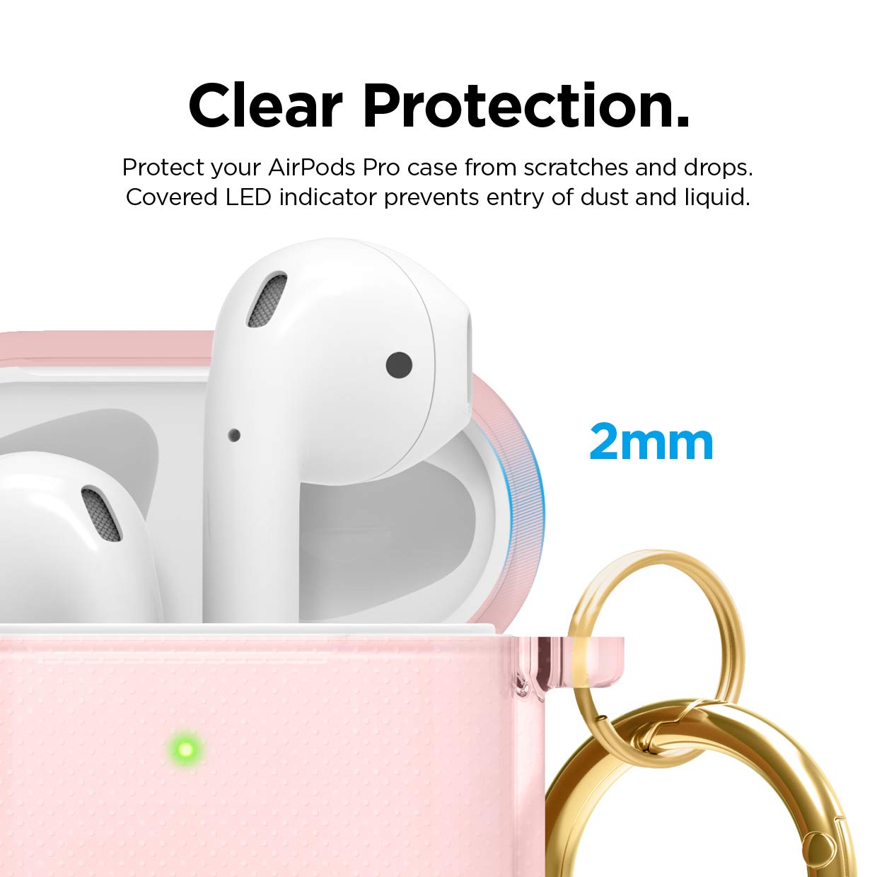 elago Clear Airpods Case with Keychain Designed for Apple Airpods 1 & 2 (Lovely Pink)