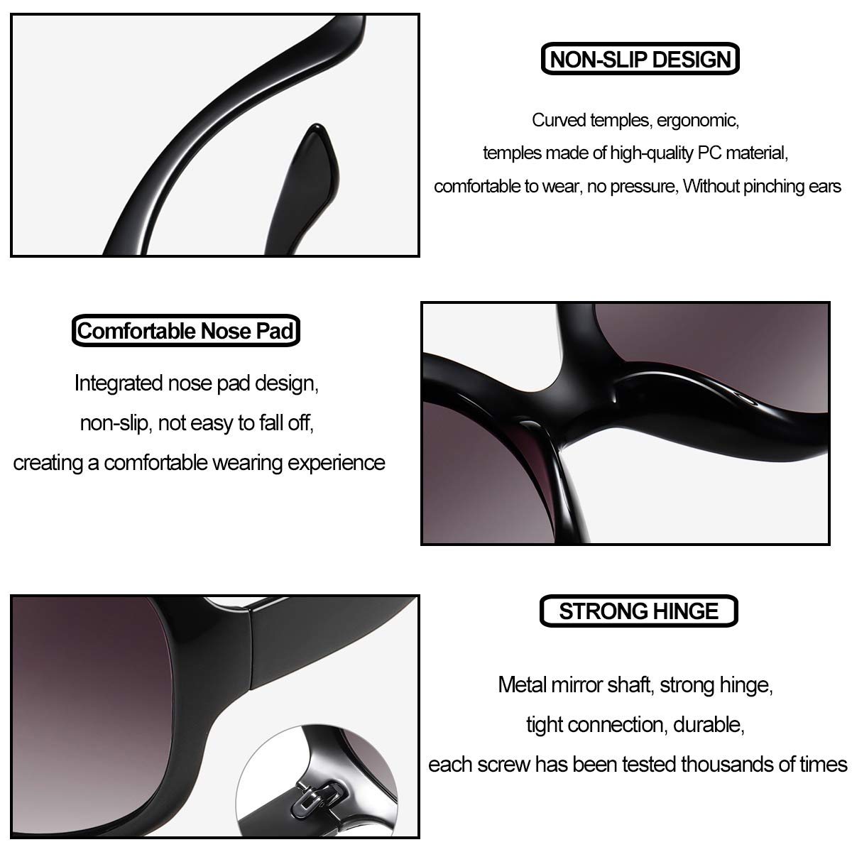 Oversized Polarized for Women Sunglasses Retro Classic Shades for Ladies Sunglasses Gradient Black