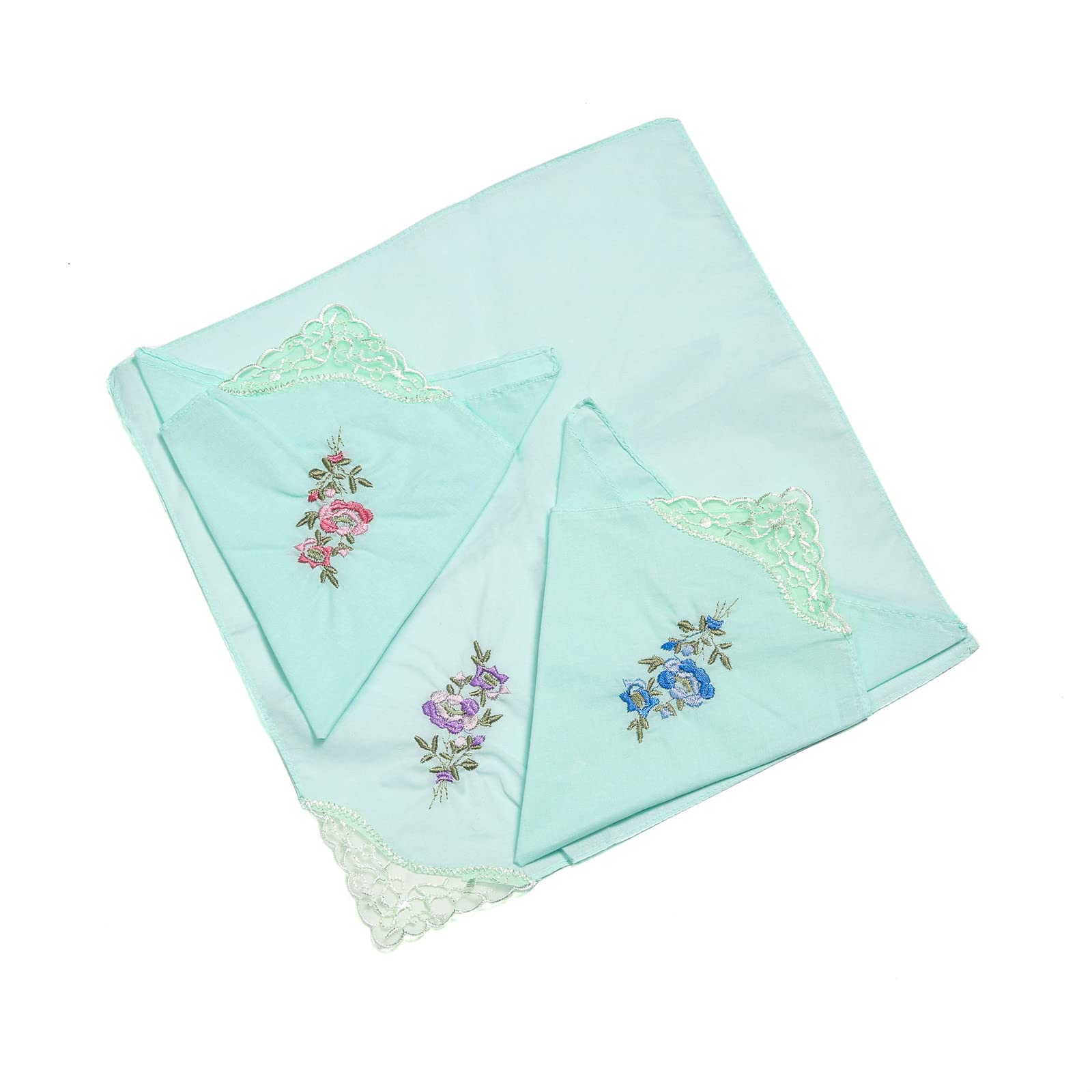 Ladies Hankies Cotton Embroidery Ladies' Vintage Floral Lace Handkerchiefs for Wedding Party (6 Pack)