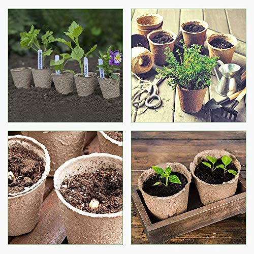 GROWNEER 30 Packs 4 Inch Peat Pots Plant Starters for Seedling with 15 Pcs Plant Labels, Biodegradable Herb Seed Starter Pots Kits, Garden Germination Nursery Pot