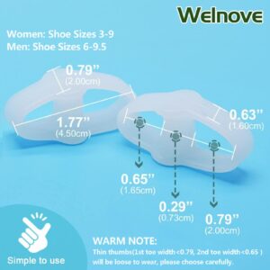 Welnove Pack of 12 Bunion Corrector, Toe Separators with 2 Loops, Big Toe Spacer Suitable for Bunion and Overlap Toe (White)