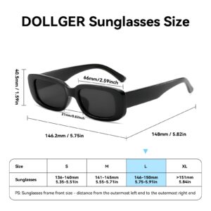 Dollger Rectangle Sunglasses for Women Trendy 90s Retro Sunglasses Square Frame Black sunglasses