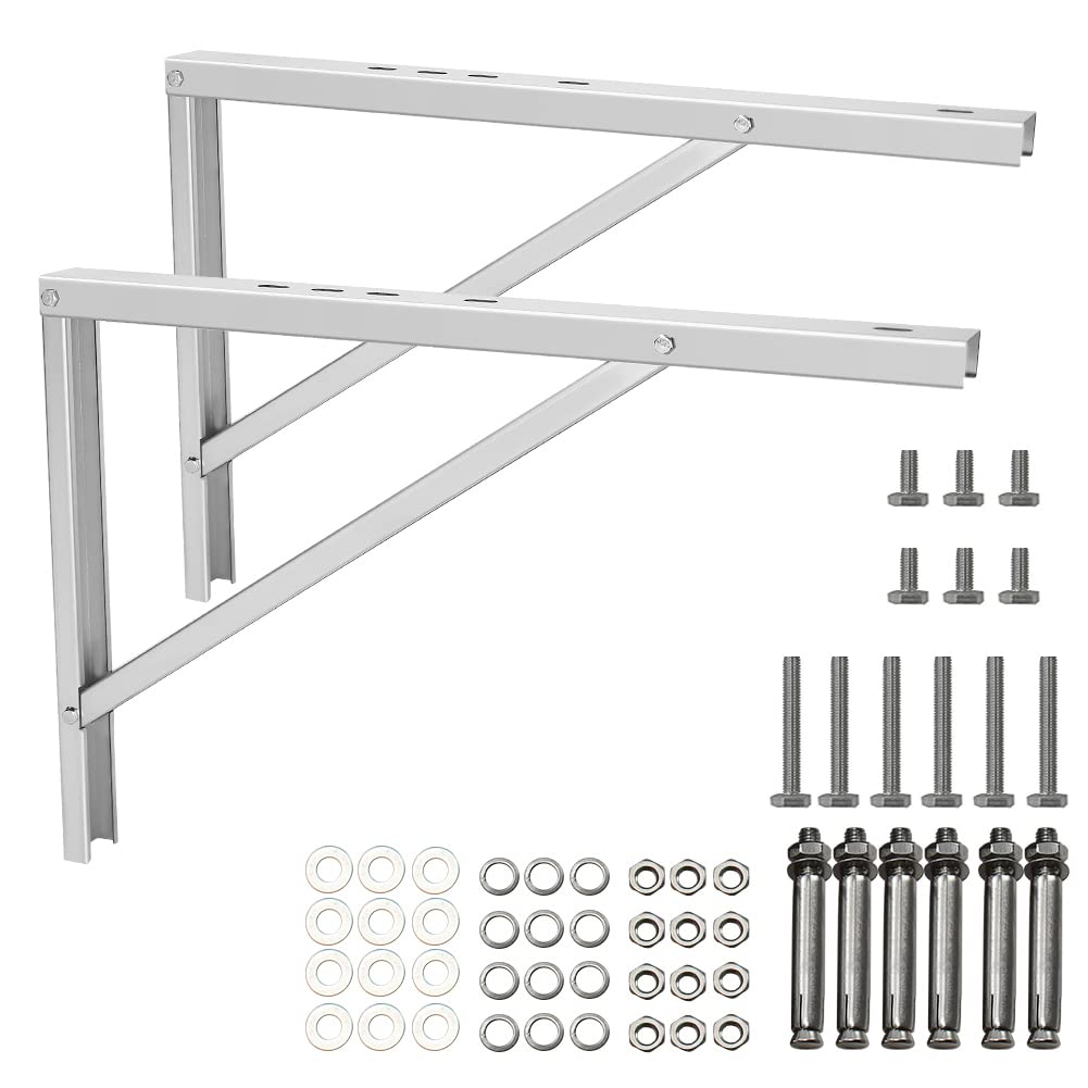 Popmoon Wall Mounting AC Brackets up to 440lb/200kg Split Air Conditioner Bracket 21 5/8"Lx16"H Bracket Air Conditioner Bracket Set Adjustble 9000 Btu to 36000 Btu