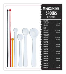 dosing spoon | milligram measuring spoons set of 7 | exact dosing from 6 mg to 1g | mg measuring spoons for powder