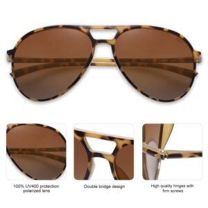 SOJOS Classic Polarized Ultra Lightweight Flexible Men Women Sunglasses JOURNEY SJ2065 with Yellow Tortoise Frame/Gradient Brown Lens