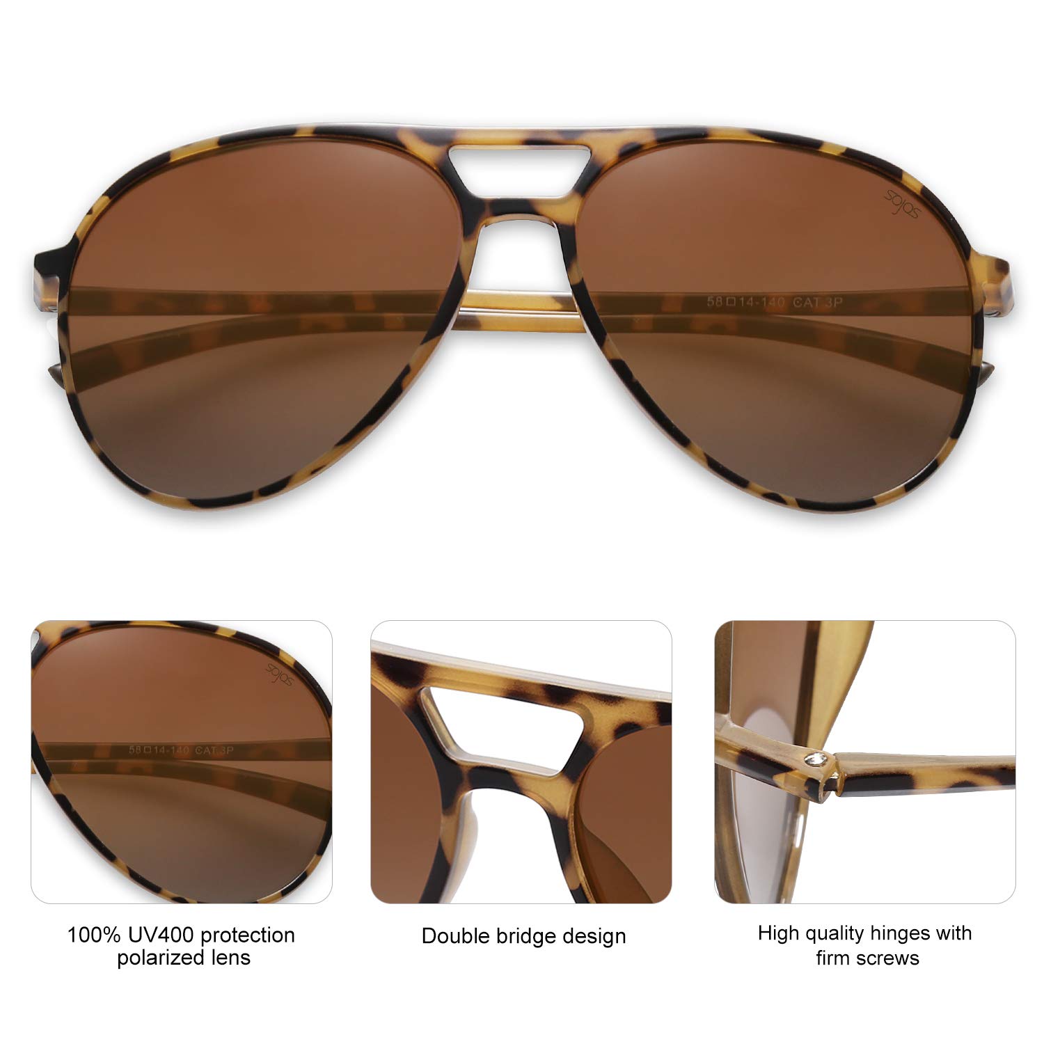 SOJOS Classic Polarized Ultra Lightweight Flexible Men Women Sunglasses JOURNEY SJ2065 with Yellow Tortoise Frame/Gradient Brown Lens