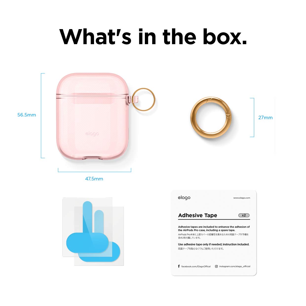 elago Clear Airpods Case with Keychain Designed for Apple Airpods 1 & 2 (Lovely Pink)