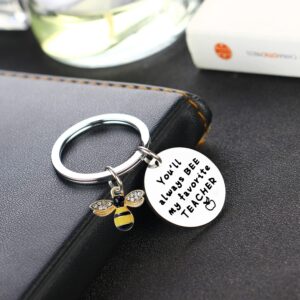 Teacher Gifts From Kids You Will Always Bee My Favorite Teacher Keyring Teacher Appreciation Keychain (Favorite teacher)