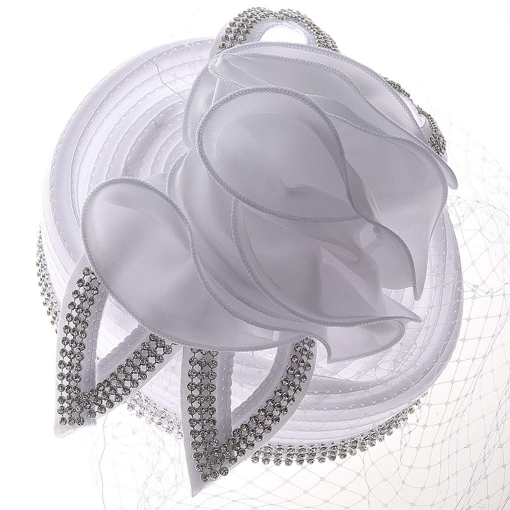 FORBUSITE Fascinators Hat for Women Church Tea Party Headband Derby Wedding Cocktail Hat White