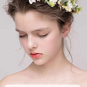 AWAYTR Leaf Flower Crown Garland Headpiece - Hair Floral Wreath Adjustable Flower Headbands for Bridal Wedding Festival Party Flower Leaves Crown (Cream white)