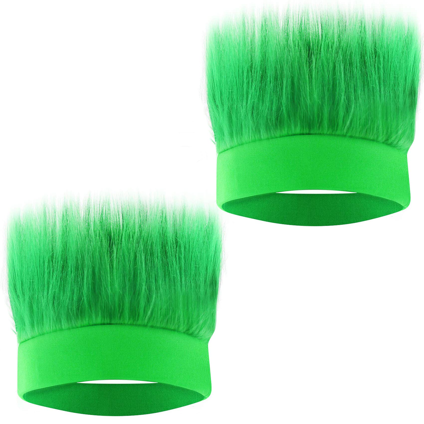 Sunshane 2 Pack Hairy Headband Crazy Hair Wigs for Mardi Gras Cosplay Sports Party and Spirit Day Accessory (Green)