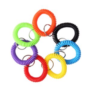 Arroyner 70Pcs Colorful Stretchy Keychain Bracelet Spiral Wristband Keychain for Outdoor, Gym