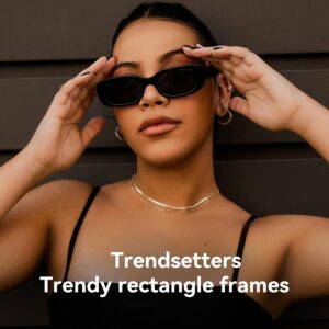 Dollger Rectangle Sunglasses for Women Trendy 90s Retro Sunglasses Square Frame Black sunglasses