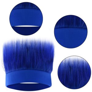 Sunshane 2 Pack Hairy Headband Crazy Hair Wigs for Mardi Gras Cosplay Sports Party and Spirit Day Accessory (Blue)