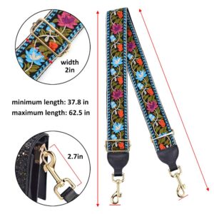 CLOUDMUSIC Handbag Strap Replacement Crossbody Strap Purse Strap For Women Girls(Blue Pink Flower)